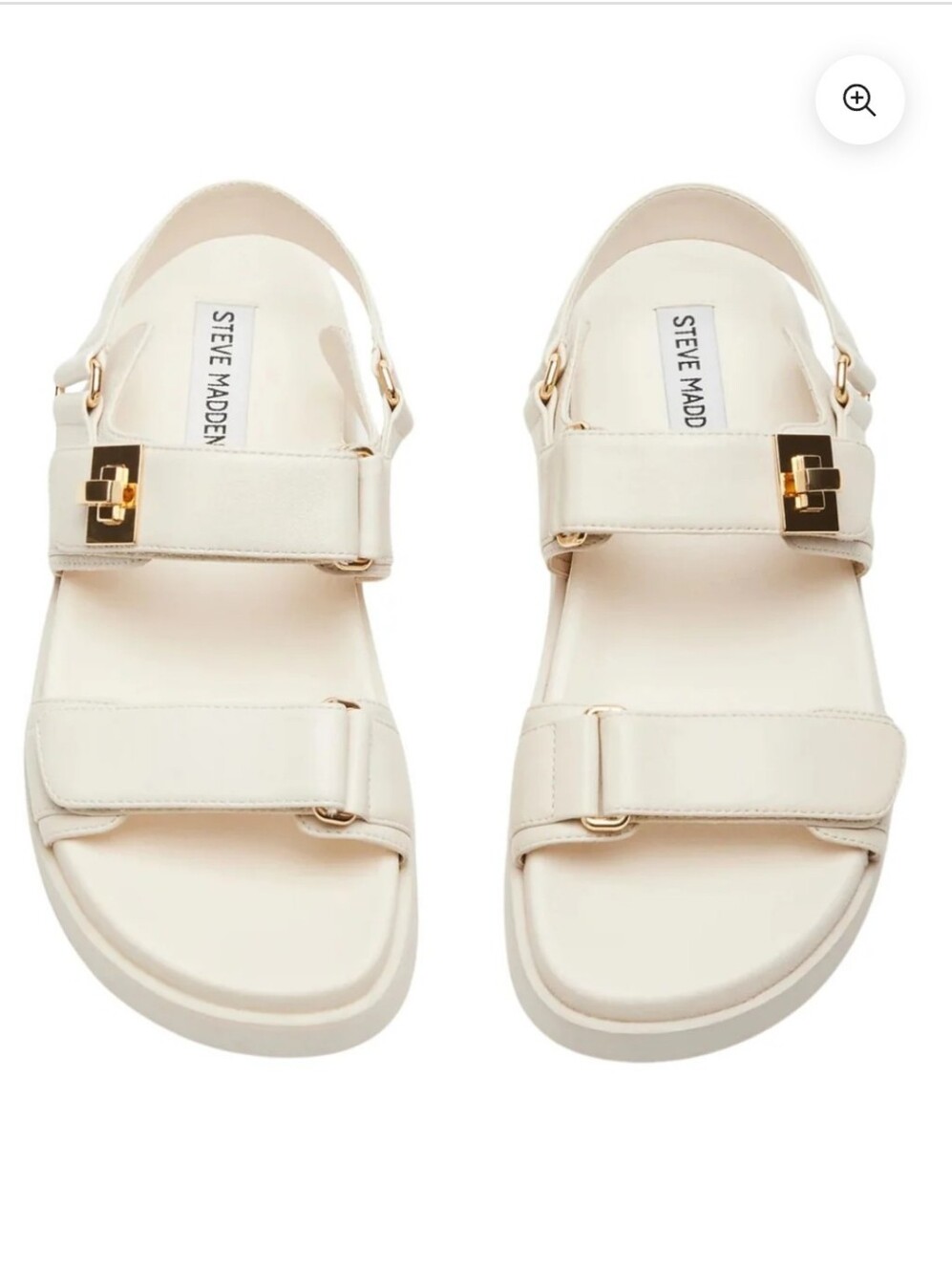 Steve Madden NEW IN BOX Leather Buckle Sport Sandals In Bone